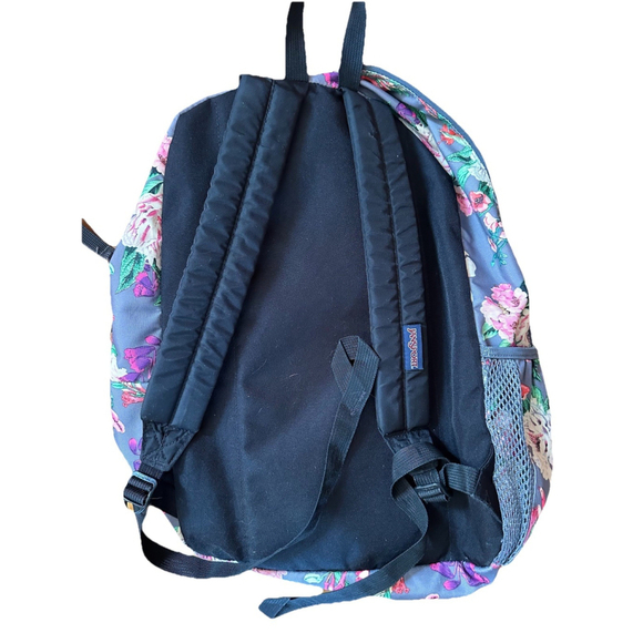 JanSport Cross Town School Backpack With Front Pocket Grey Bouquet Floral Print - Picture 3 of 15